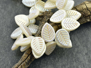 Czech Glass Beads - Leaf Beads - Picasso Beads -Top Drilled Leaf - Top Drilled Leaves - Top Hole - 16x12mm - 15pcs - (1501)