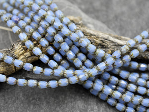 Picasso Beads - Czech Glass Beads - Fire Polished Beads - Oval Beads - 4x6mm - 25pcs (1010)