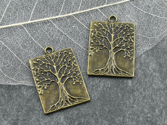 Tree Of Life Pendant - Bronze Pendants - Metal Pendants - Tree of Life Charm - Bronze Charms - 5pcs - 32x22mm - (A590)