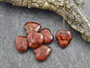 Picasso Beads - Heart Beads - Czech Glass Beads - Valentines Beads - 16x15mm - 10pcs - (6013)