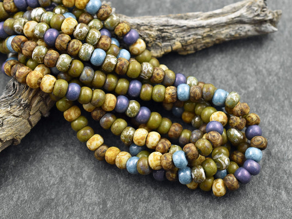 Picasso Beads - Large Seed Beads - 2/0 - Czech Glass Beads - 6mm Beads - Large Hole Beads - 18" Strand - (3832)