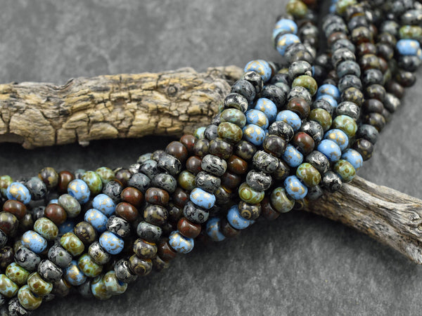 Picasso Beads - Aged Seed Beads - Czech Glass Beads - 6mm Beads - Large Hole Beads - 2/0 - 19" Strand - (A542)