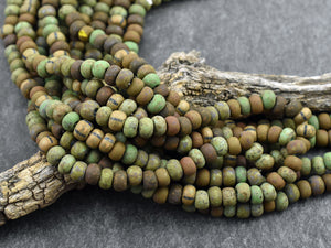 Picasso Beads - Aged Seed Beads - Czech Glass Beads - 6mm Beads - Large Hole Beads - 2/0 - 17" Strand - (5733)