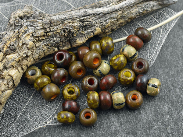 Picasso Beads - Large Seed Beads - 33/0 - Czech Glass Beads - Large Hole Beads - 8mm - 25pcs - (A497)