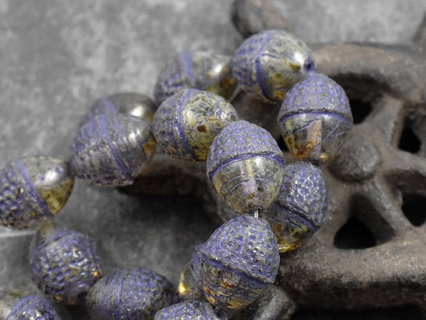 Picasso Beads - Acorn Beads - Czech Glass Beads - Fall Beads - Beads for Jewelry - 10x12mm - 8pcs - (2187)