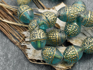 Acorn Beads - Czech Glass Beads - Fall Beads - Picasso Beads - Beads for Jewelry - 10x12mm - 8pcs - (3366)