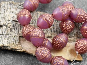 Czech Glass Beads - Acorn Beads - Picasso Beads - Fall Beads - Beads for Jewelry - 10x12mm - 8pcs - (395)