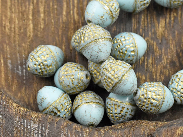 Acorn Beads - Czech Glass Beads - Picasso Beads - Fall Beads - Beads for Jewelry - 10x12mm - 8pcs - (3011)