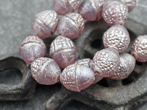 Czech Glass Beads - Acorn Beads - Picasso Beads - Fall Beads - Beads for Jewelry - 10x12mm - 8pcs - (4907)