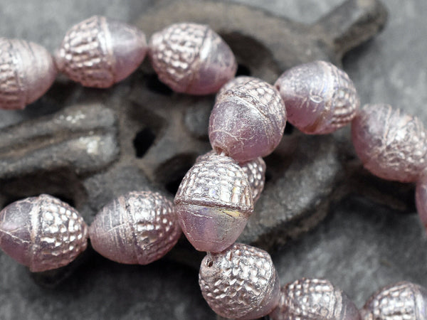 Czech Glass Beads - Acorn Beads - Picasso Beads - Fall Beads - Beads for Jewelry - 10x12mm - 8pcs - (4907)
