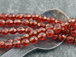 Czech Glass Beads - Cathedral Beads - Picasso Beads - Fire Polish Beads - Turbine Beads - 6x8mm - 20pcs - (4794)