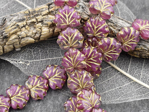 Leaf Beads - Czech Glass Beads - Picasso Beads - Fall Beads - Czech Leaves - 13x11mm - 12pcs - (4861)