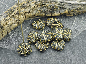 Picasso Beads - Maple Leaf Beads - Czech Glass Beads - Czech Leaves - Fall Beads - 13x11mm - 20pcs - (1138)