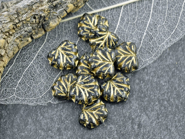 Picasso Beads - Maple Leaf Beads - Czech Glass Beads - Czech Leaves - Fall Beads - 13x11mm - 20pcs - (1138)