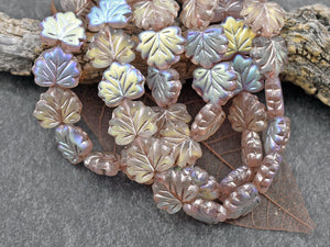Czech Glass Beads - Leaf Beads - Picasso Beads - Czech Leaves - Fall Beads - 13x11mm - 20pcs - (3808)