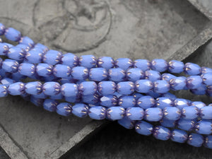 Czech Glass Beads - Fire Polished Beads - Picasso Beads - Oval Beads - 4x6mm - 25pcs (2061)