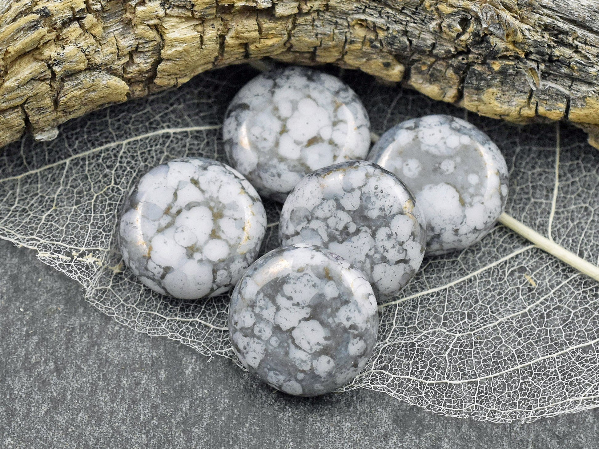 Czech Glass Beads - Picasso Beads - Coin Beads - Focal Beads - Pink Beads - 10pcs - 15mm - (B607)