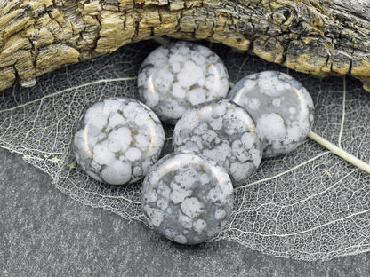 Czech Glass Beads - Picasso Beads - Coin Beads - Focal Beads - Pink Beads - 10pcs - 15mm - (B607)