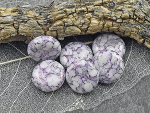 Czech Glass Beads - Picasso Beads - Coin Beads - Focal Beads - Pink Beads - 10pcs - 15mm - (B344)