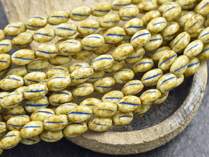 Picasso Beads - Czech Glass Beads - Oval Beads - Coffee Bean Beads - 17pcs - 8x11mm - (B251)