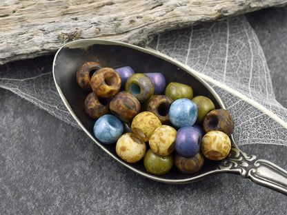 Picasso Beads - Large Seed Beads - 32/0 - Czech Glass Beads - Large Hole Beads - 7x5mm - 25pcs - (B524)