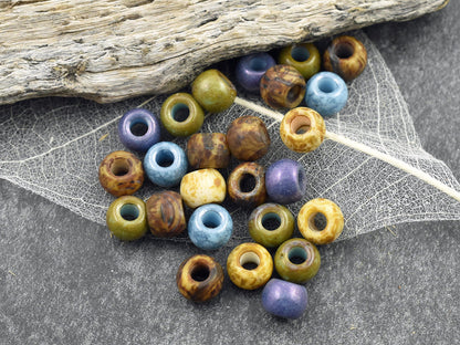 Picasso Beads - Large Seed Beads - 32/0 - Czech Glass Beads - Large Hole Beads - 7x5mm - 25pcs - (B524)