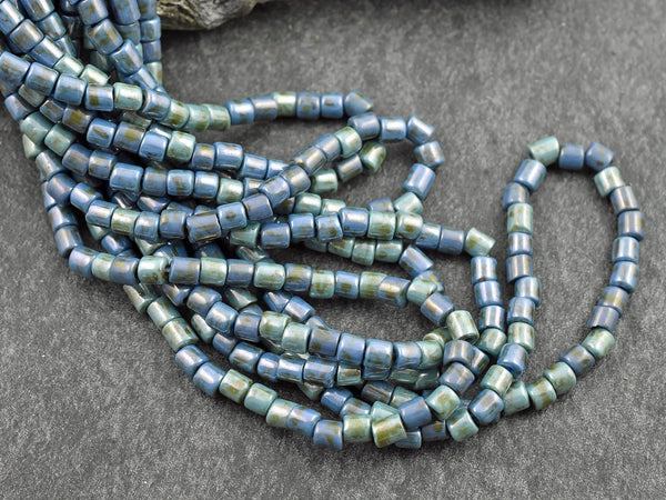 Bugle Beads - Aged Picasso Beads - Picasso Beads - Czech Glass Beads - Seed Beads - 4mm - 19" Strand - (B322)