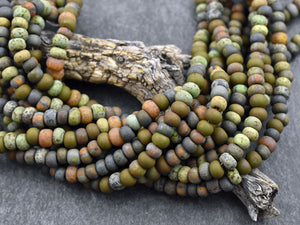 Aged Sead Beads - Picasso Beads - Large Seed Beads - 2/0 - Czech Glass Beads - 6mm Beads - Large Hole Beads - 18" Strand - (5073)