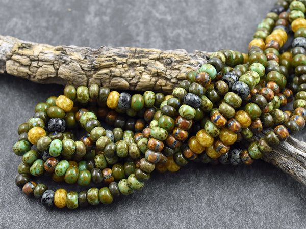 Aged Seed Beads - Picasso Beads - Large Seed Beads - 2/0 - Czech Glass Beads - 6mm Beads - Large Hole Beads - 18" Strand - (B326)