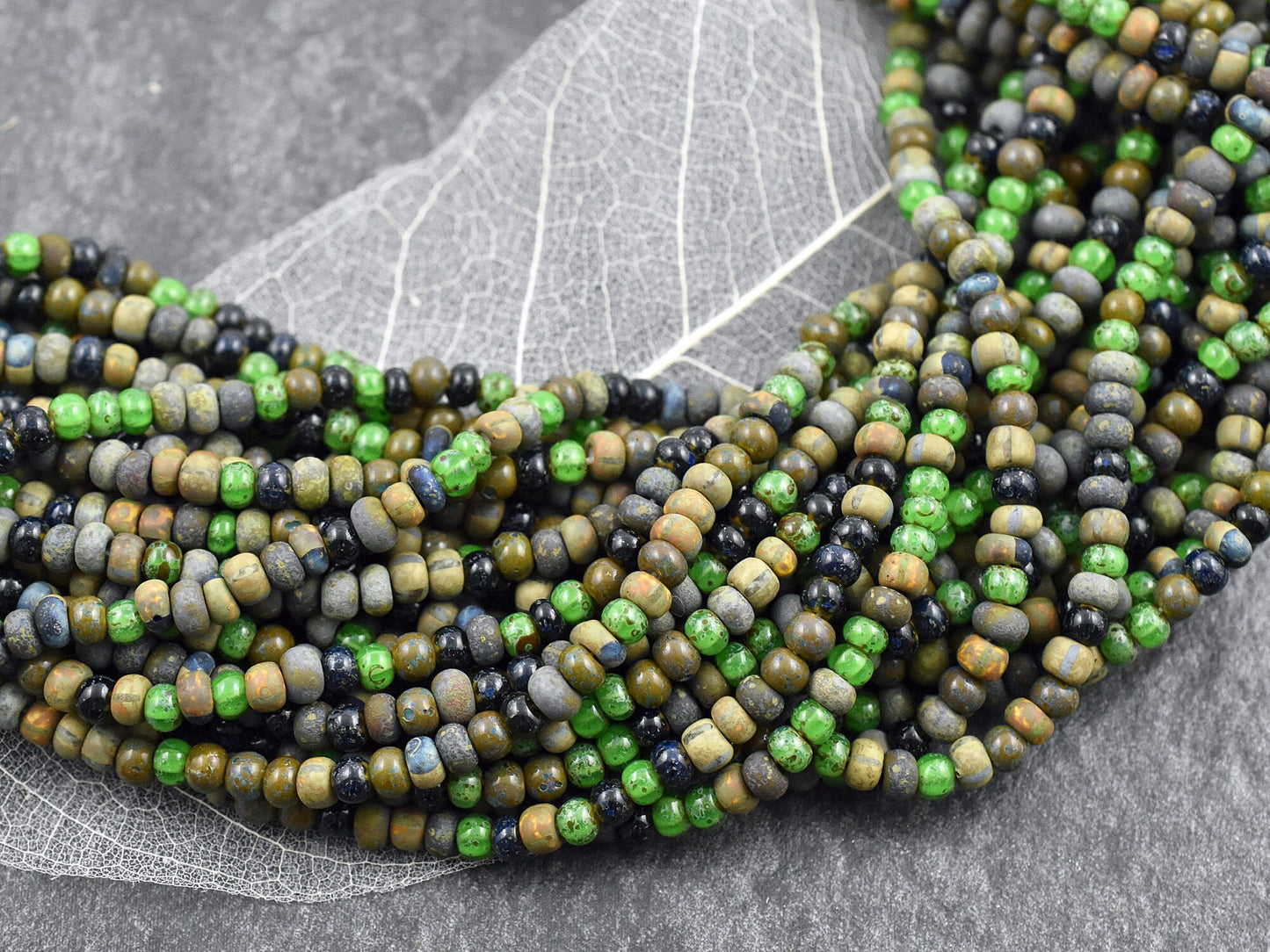 Picasso Seed Beads - Czech Glass Beads - Seed Beads - Size 6 Seed Beads - 6/0 - 21" Strand - (B153)