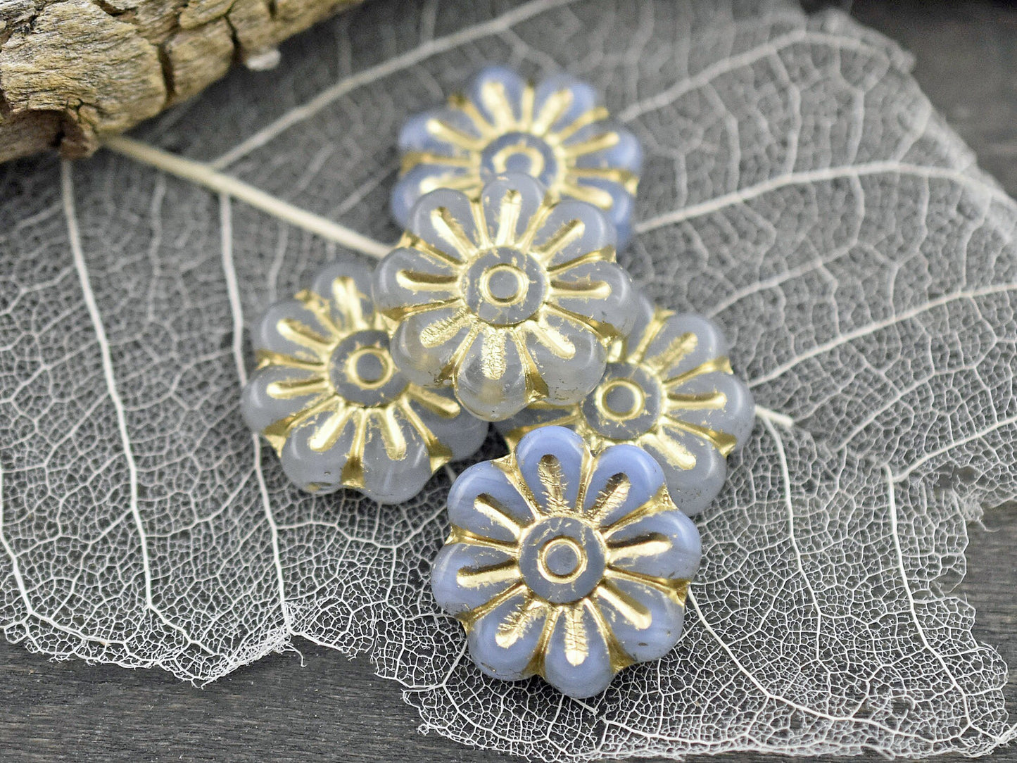 Czech Glass Beads - Flower Beads - Czech Glass Flowers - New Czech Beads - 18mm Flower - 6pcs - (5460)