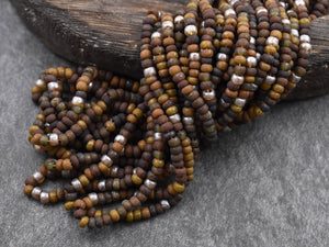 Aged Picasso Beads - Seed Beads - Czech Glass Beads - Size 6 Seed Beads - 6/0 - 20" Strand - (1105)