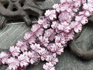 Leaf Beads - Czech Glass Beads - Picasso Beads - Fall Beads - Czech Leaves - 13x11mm - 12pcs - (3519)