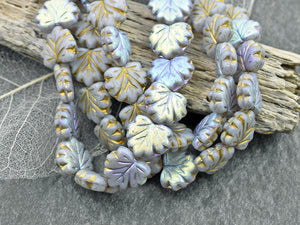 Czech Glass Beads - Leaf Beads - Picasso Beads - Czech Leaves - Fall Beads - 13x11mm - 20pcs - (4427)