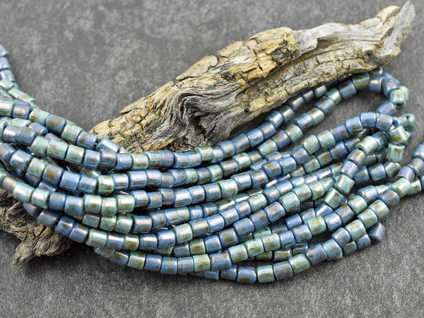 Bugle Beads - Aged Picasso Beads - Picasso Beads - Czech Glass Beads - Seed Beads - 4mm - 19" Strand - (B322)