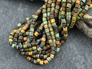 Bugle Beads - Aged Picasso Beads - Picasso Beads - Czech Glass Beads - Seed Beads - 4mm - 20" Strand - (B602)