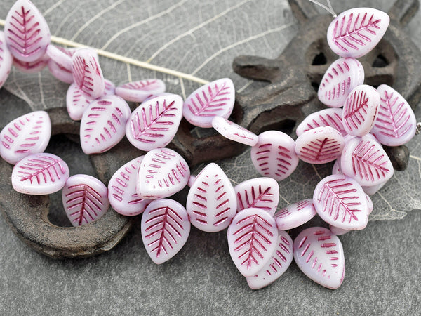 Picasso Beads - Czech Glass Beads - Leaf Beads - Top Drilled Leaf - Top Drilled Leaves - Top Hole - 16x12mm - 15pcs - (A283)