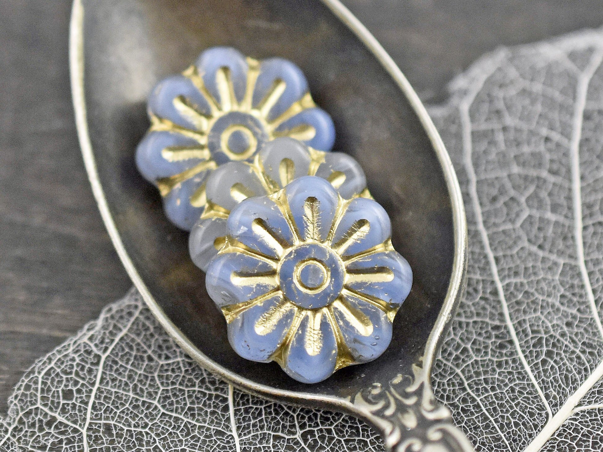 Czech Glass Beads - Flower Beads - Czech Glass Flowers - New Czech Beads - 18mm Flower - 6pcs - (5460)