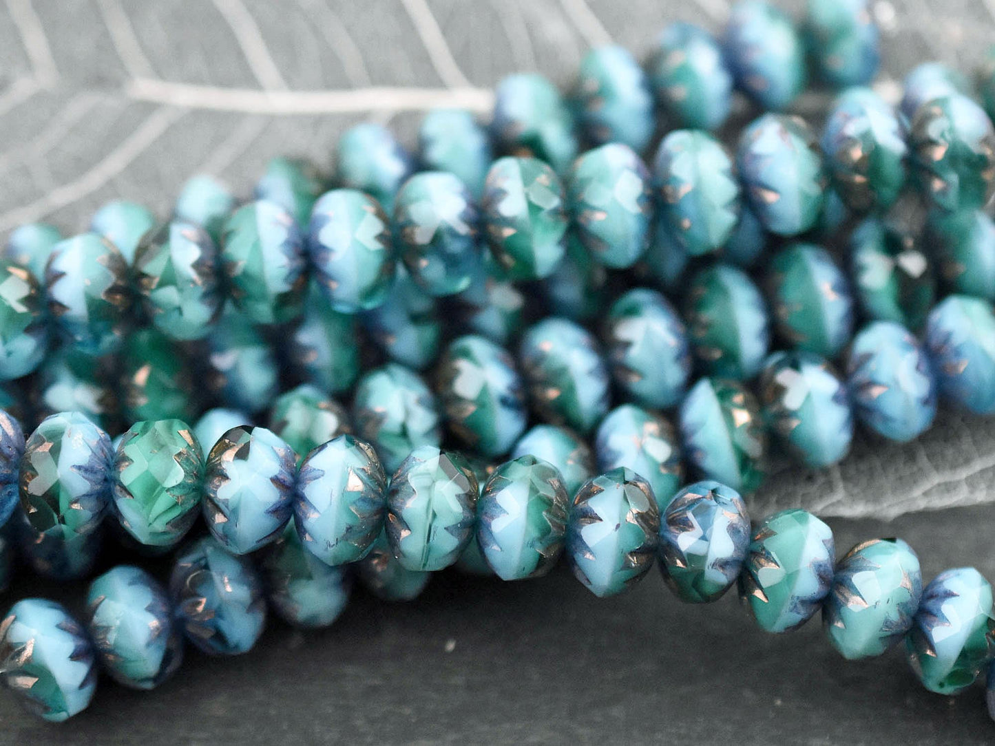 Czech Glass Beads - Rondelle Beads - Czech Glass Rondelle - Picasso Beads - Firepolish Beads - 7x10mm - 15pcs - (3877)