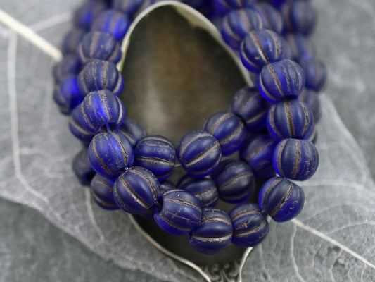 Czech Glass Beads - Large Hole Beads - Melon Beads - Round Beads - 6mm or 8mm