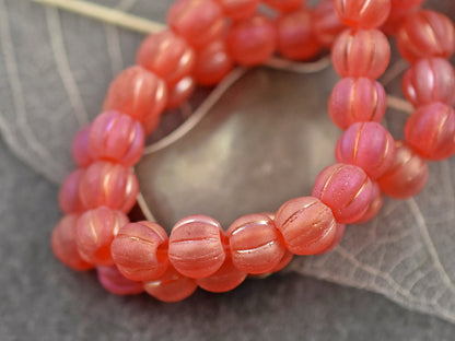 Melon Beads - Czech Glass Beads - Large Hole Beads - Round Beads - 6mm or 8mm