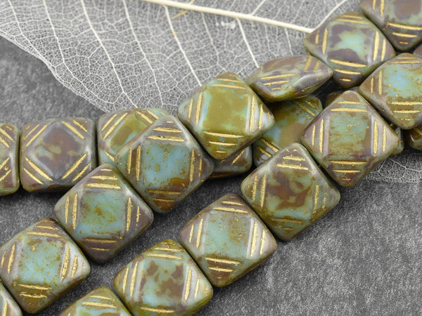 Picasso Beads - Czech Glass Beads - Chunky Square - Large Beads - 15mm - 8pcs - (5341)