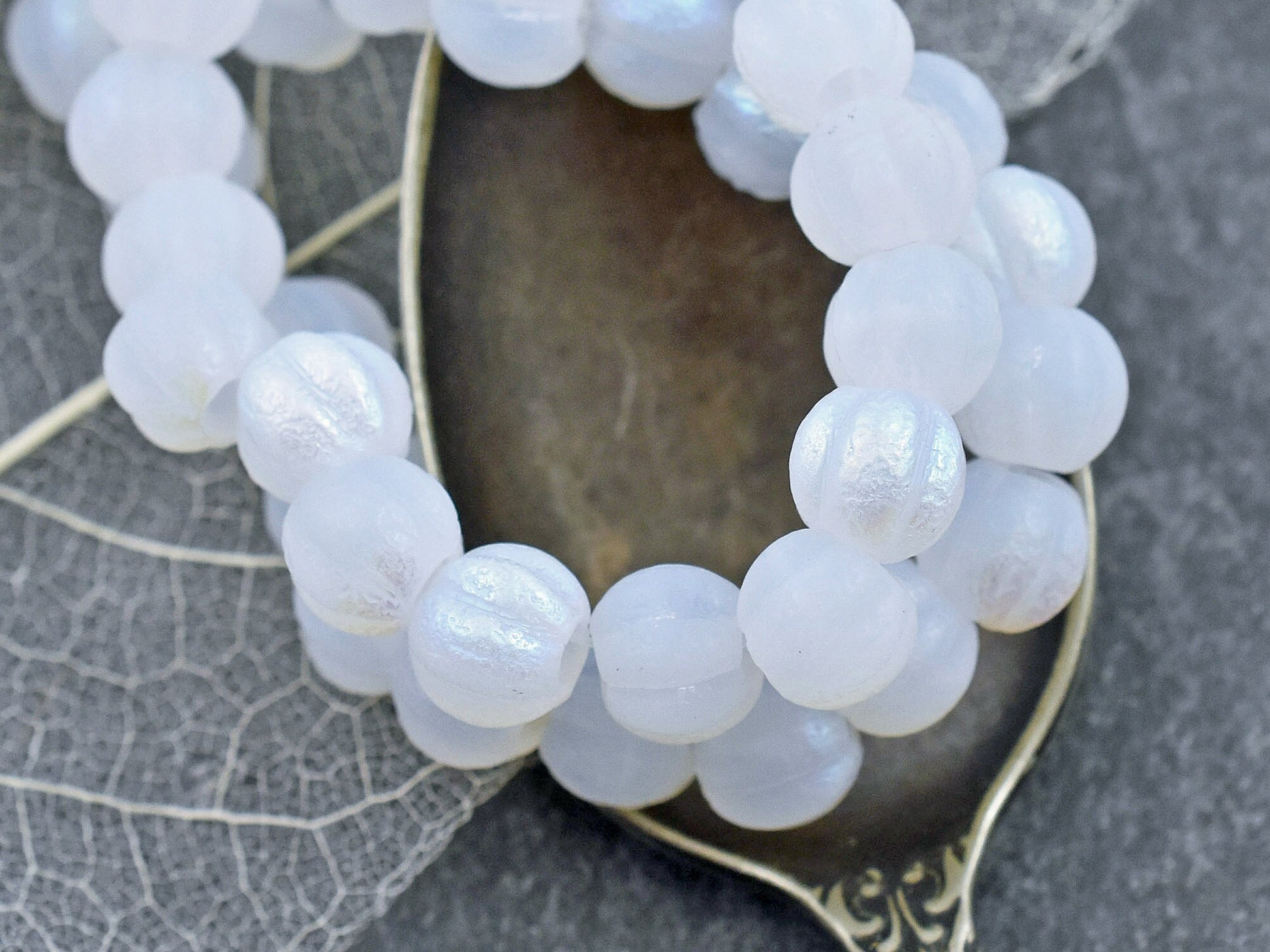 Czech Glass Beads - Large Hole Beads - Melon Beads - Round Beads - 6mm or 8mm