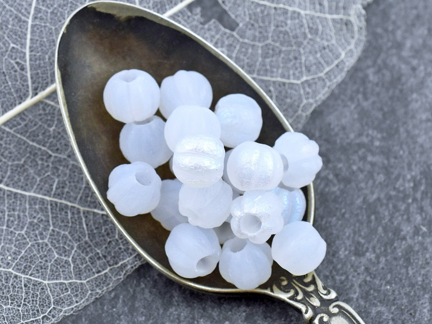 Czech Glass Beads - Large Hole Beads - Melon Beads - Round Beads - 6mm or 8mm