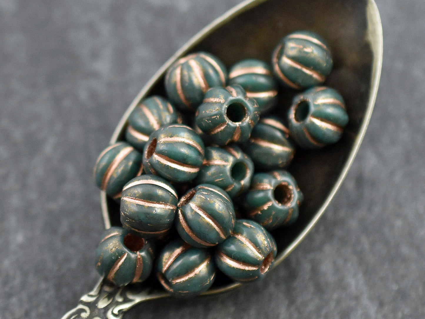 Large Hole Beads - Melon Beads - Czech Glass Beads - Round Beads - 6mm or 8mm