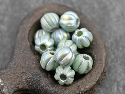 Melon Beads - Czech Glass Beads - Large Hole Beads - Round Beads - 8mm - 20pcs - (A368)