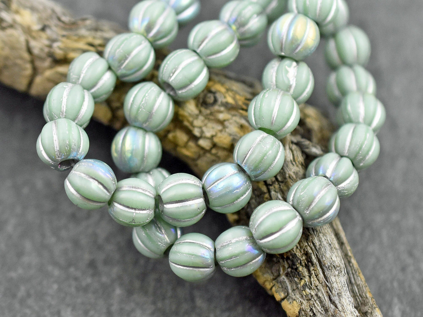 Melon Beads - Czech Glass Beads - Large Hole Beads - Round Beads - 8mm - 20pcs - (A368)