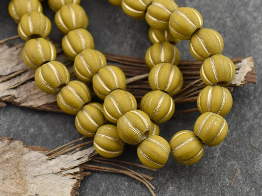 Melon Beads - Czech Glass Beads - Large Hole Beads - Round Beads - 8mm - 20pcs - (3965)