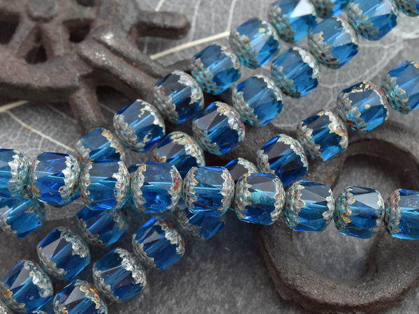 Picasso Beads - Czech Glass Beads - Cathedral Beads - Fire Polish Beads - 10mm - 12pcs - (B587)