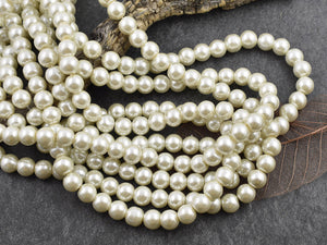 Glass Pearl Beads - Glass Beads - Glass Pearls - Round Pearl Beads - 32 inch strand - Choose Your Size